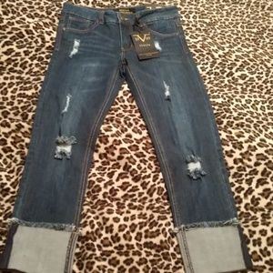 MARIA DISTREESED CROP CUFF JEANS